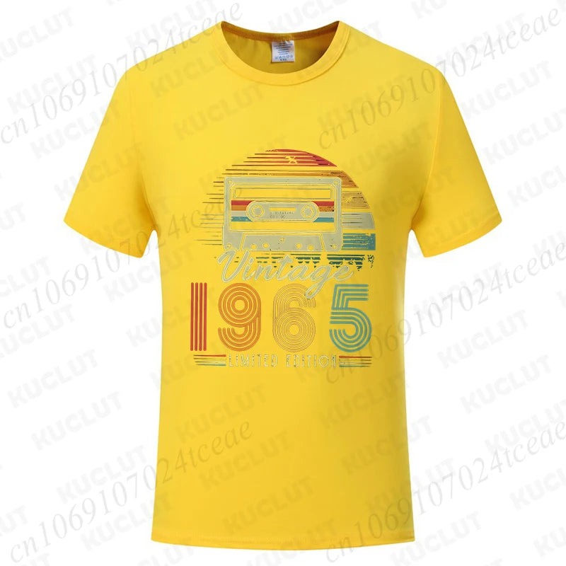 Vintage 1965 Print T-shirts for Men Women Birthday Vintage Letter Design Tshirt Short Sleeve Clothes Fashion Casual Tee Clothing