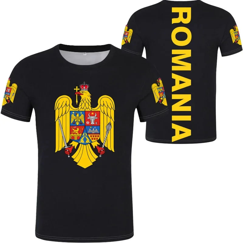 Romania Football Jersey Romanian Eagle Coat Of Arms T Shirt Rumania Flag Emblem Soccer Club T-shirt Men's Tops Women Tee Shirts
