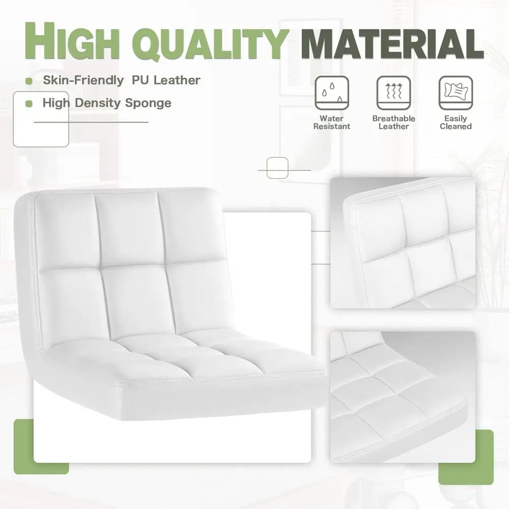 Bar Stools Modern Pu Leather Swivel Adjustable Hydraulic Bar Stool Square Counter Height Stool Set of 2 White