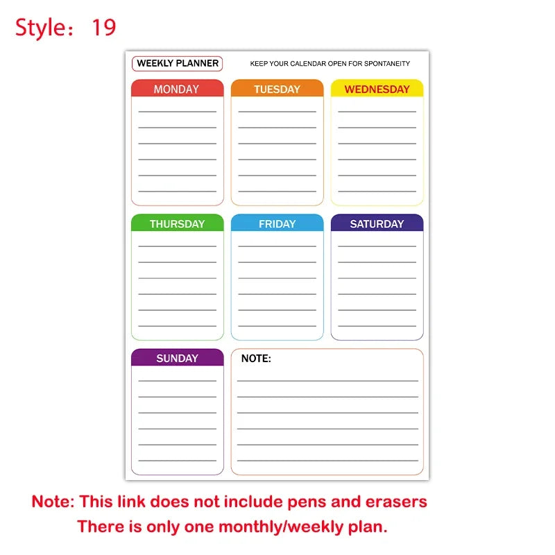 A3 Size Magnetic Dry Erase Weekly & Monthly Planner Whiteboard Blackboard Fridge Sticker Calendar