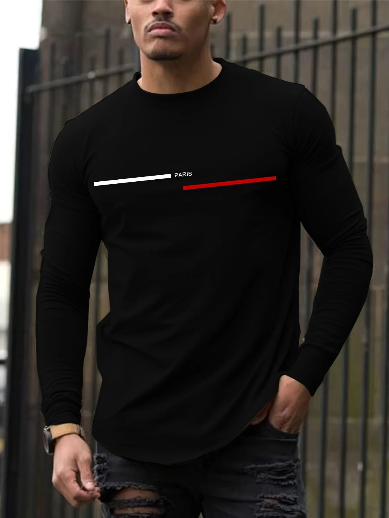 Men's 100% pure cotton summer loose comfortable casual  NEW YORK print large round neck  long sleeve T-shirt top