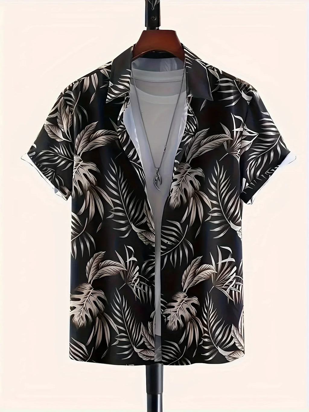 Multi Styles Dark Tone Tropical Leaf Print Shirt Men Silky Smooth Short Sleeve Daily Night Out Casual Blouse