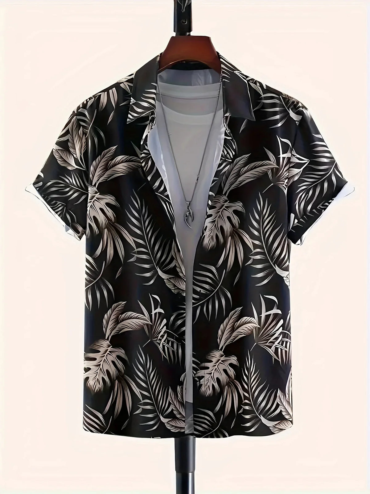 Multi Styles Dark Tone Tropical Leaf Print Shirt Men Silky Smooth Short Sleeve Daily Night Out Casual Blouse