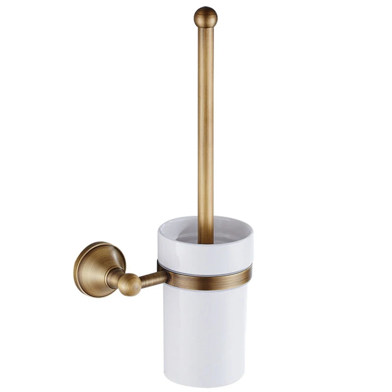Antique brass plated wall-mounted towel rack bathroom hardware pendant set paper towel holder coat hook toilet brush ELA68A