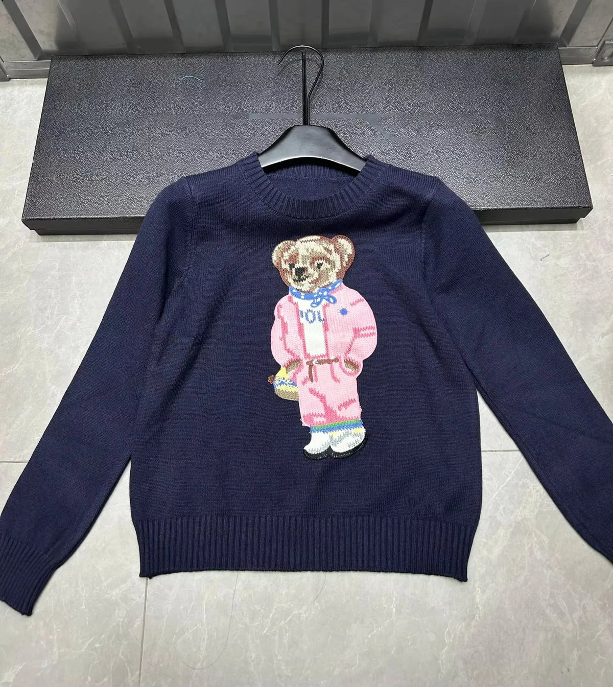 Cartoon Pink Bear Pullover Sweater 2025 Fall/Winter New Fashion Casual Long Sleeve Embroidery Knitted Tops For Women