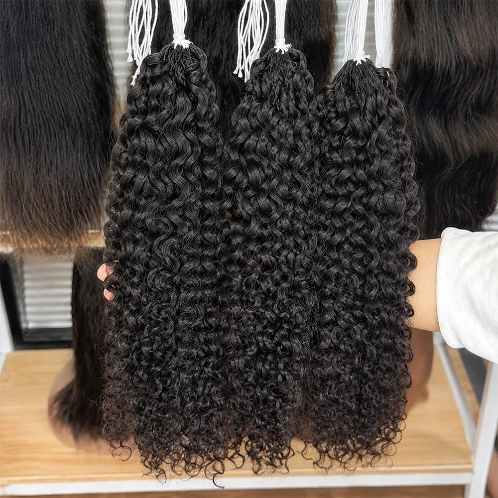 #27 Highlight Feather Crochet Human Hair Extension For Braid Kinky Curly Pre-Separated Knotless Small Spirals Curly Crochet Hair