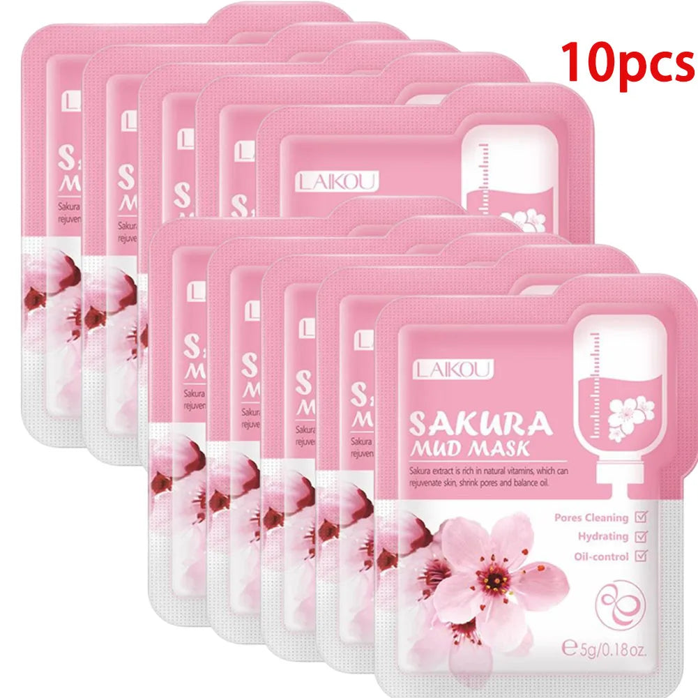 Sakura Mud Mask Brightening Hydrating Face Mask Skin Clean Facial Cleansing Clay Hydrating Anti Wrinkle Skincare 1/5/10pcs