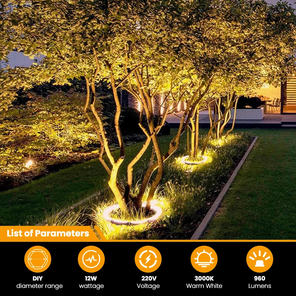 1-6Pcs Outdoor LED Tree Hugging Lamp 220V IP65 Waterproof Warm Light Garden Park Courtyard Decor Lamp Circular Tree Spotlight