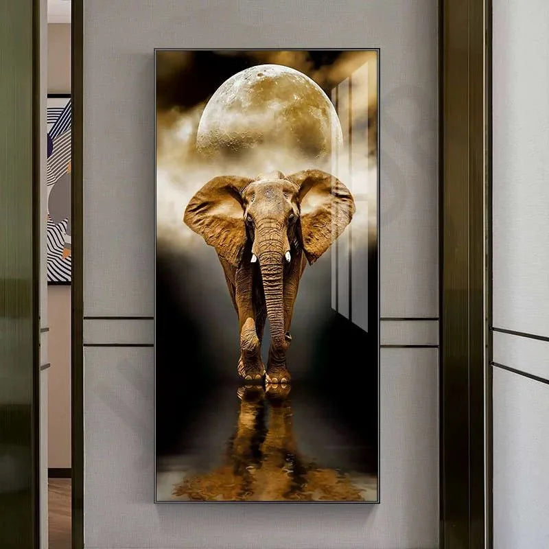 New  Modern High-end Wall Lamp Remote Control Light Luxury Living Room Decoration Painting Lamp Elephant Hanging Painting LED