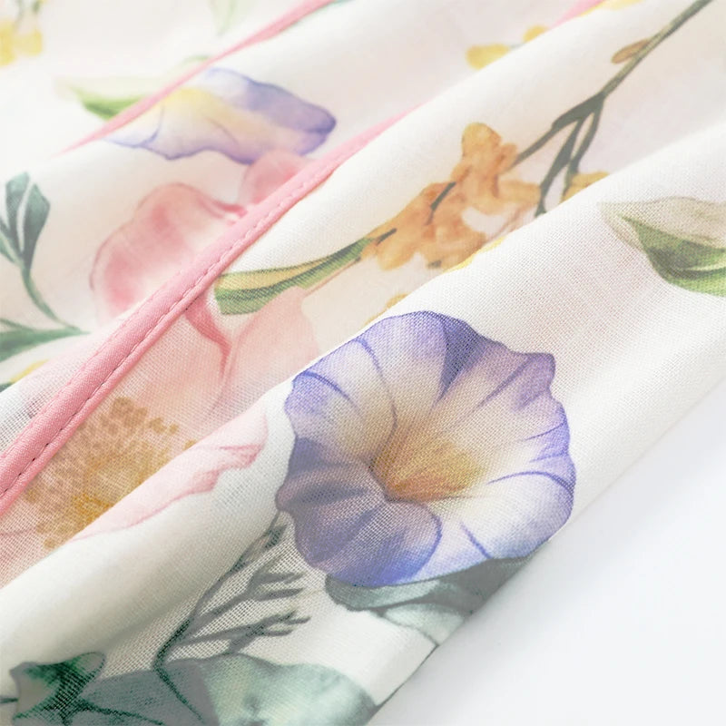Elegant Floral Print Halter Dress Women Sleeveless Waist-closed A-line Dresses 2026 Spring Summer Fashion Female Vacation Robe