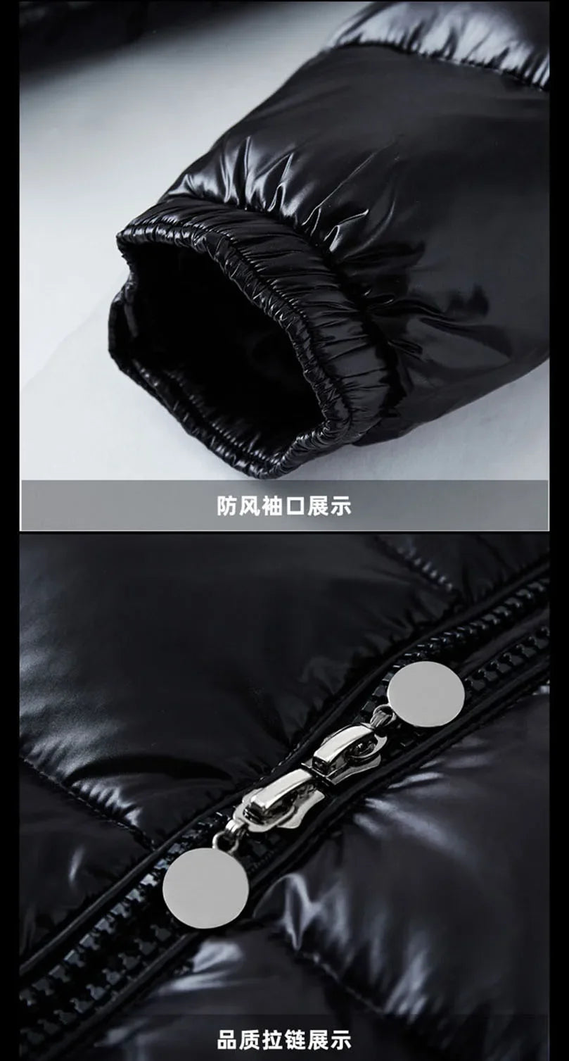 Men Detachable Hat Casual Parka Hooded Coat Winter New Men Solid Parkas White Duck Down Jacket Male Stand Collar Warm Thick Coat