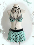2026 new summer retro polka dot striped bikini set, short skirt, swimsuit, Y2K sweet and spicy girl swimsuit, beach vacation ins