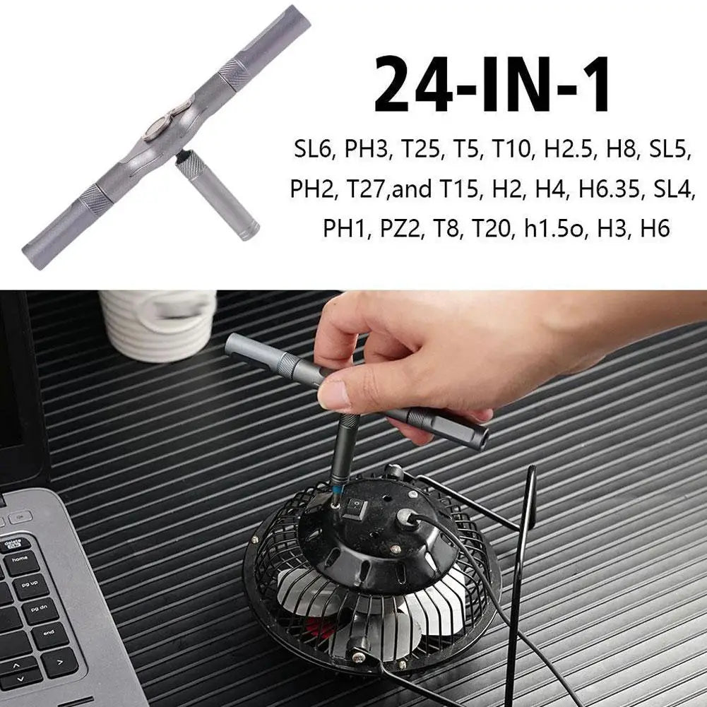 24-in-1 Ratchet Magnetic Screwdriver Set Multi Bit Ratchet Screwdriver Set With T Handle Multi-Purpose Mini Screwdriver Kit