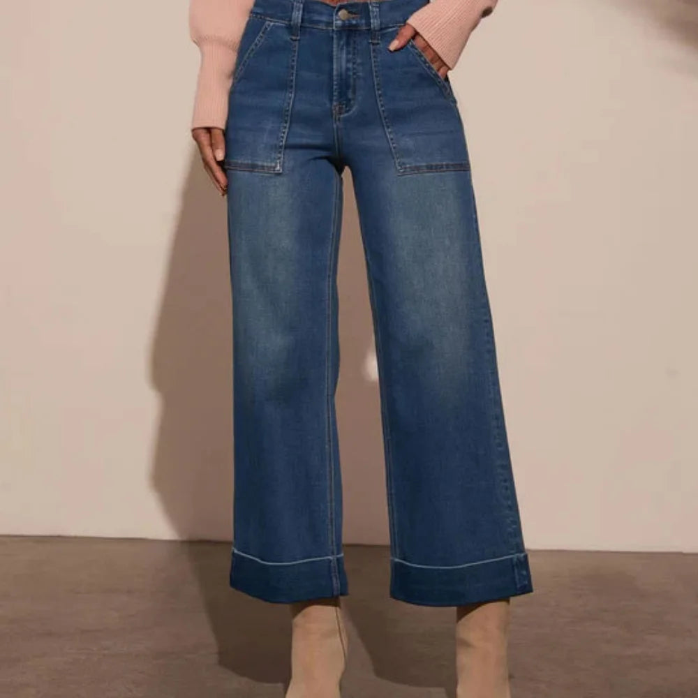 Spring 2026 Women's High Elasticity Loose Wide Leg Jeans Casual Fashion Long Trousers New Arrival