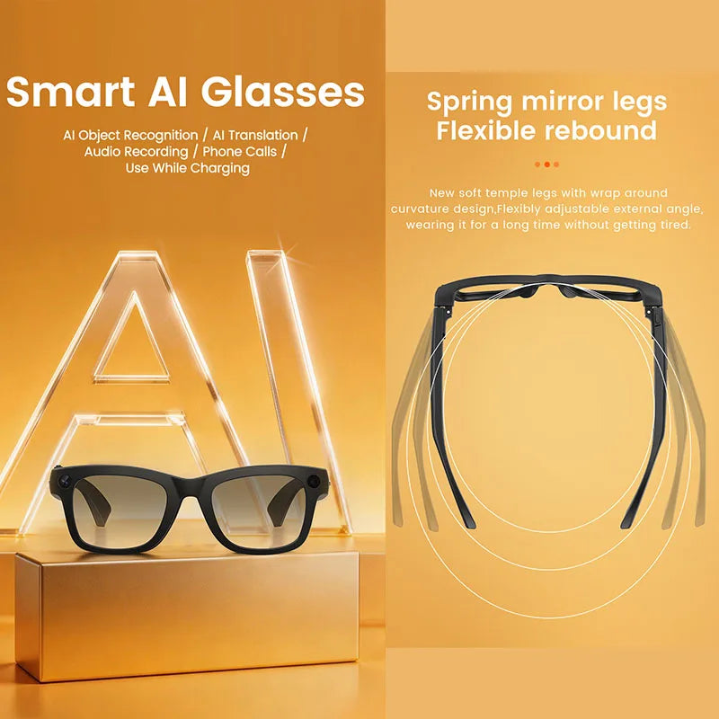2026 Smart Glasses with 8MP Camera, 1080P Anti-Shake Recording, AI Translator, Bluetooth Audio Calling, 8GB Storage, iOS Android