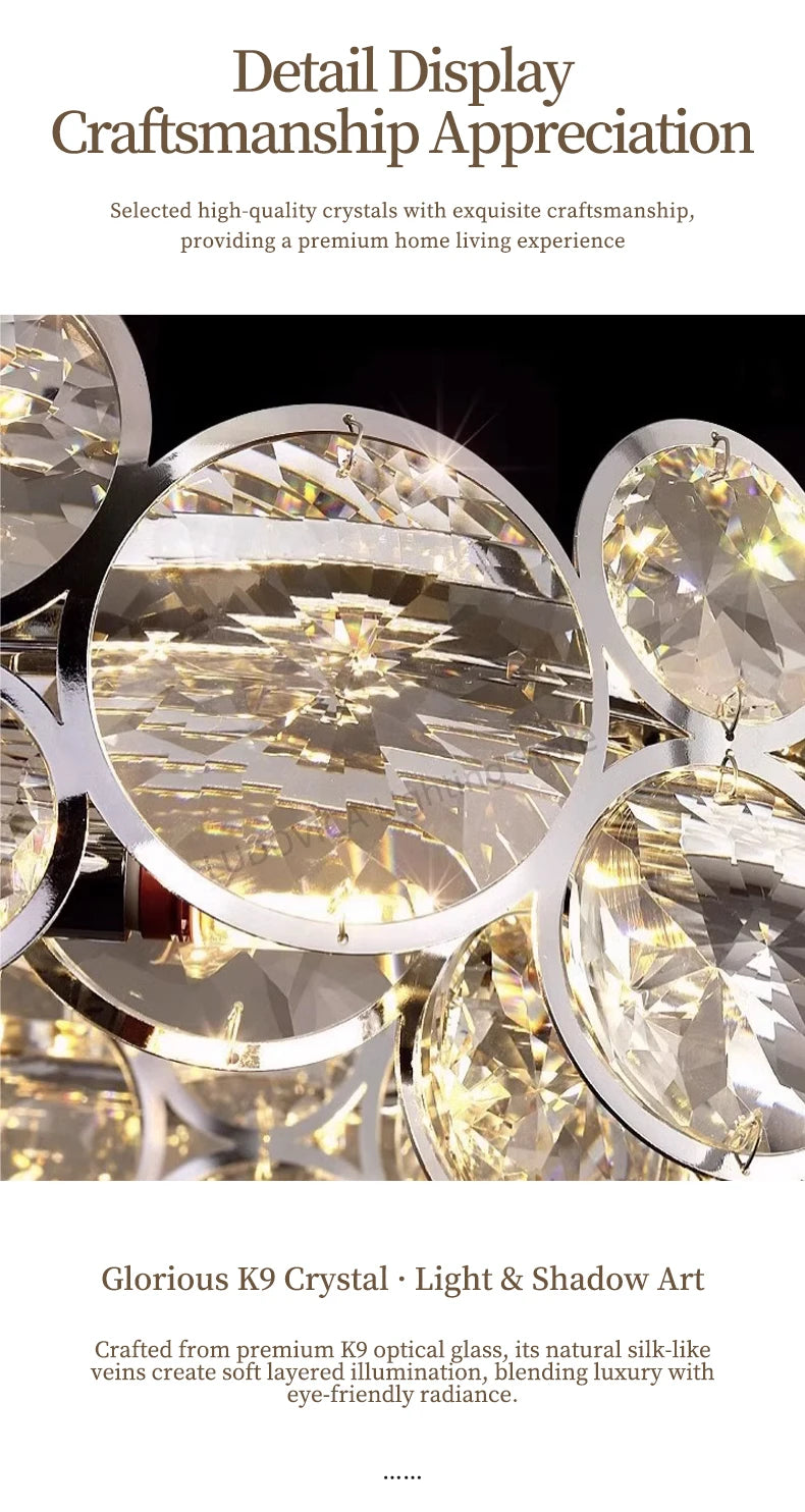 Modern Crystal Chandelier Luxury Villa Living Room Bedroom Dining Room Kitchen Modern LED Ceiling Hanging Lamp