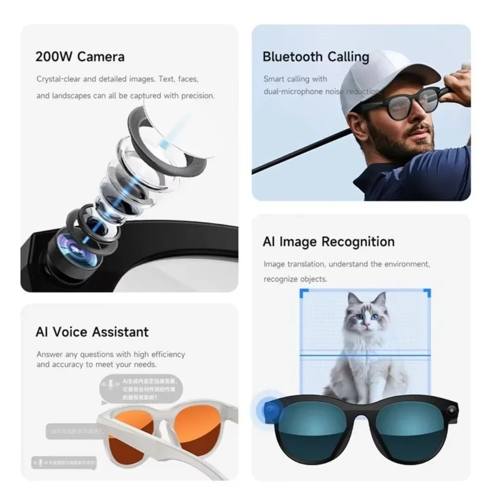8MP HD Camera AI Smart Glasses Photo Recording 8K Smart Video Glasses Waterproof Video Record Smart AI Glasses Voice Call
