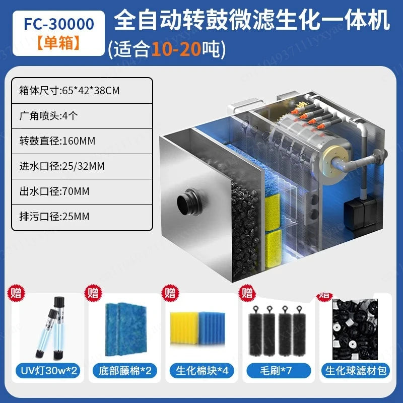 Stainless Steel Drum Filter Micro Screen for Aquaculture Fish Pond Water Recirculation System Waste Removal