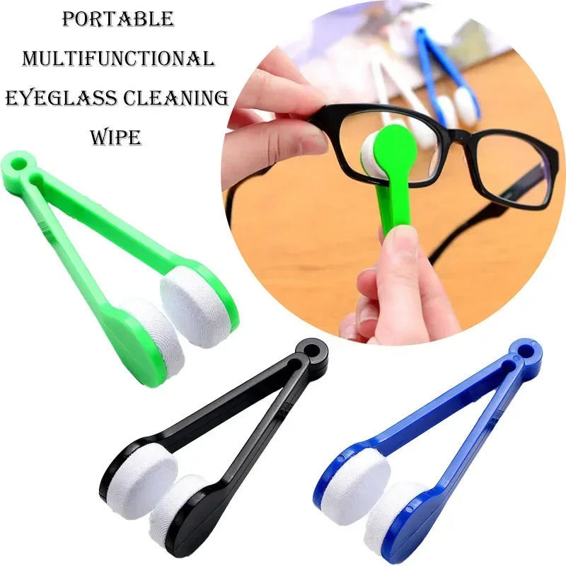 Portable Multifunctional Eyeglass Cleaning Wipe Green Microfiber Lens Brush for Sunglasses Glasses Compact Travel Scratch Free T