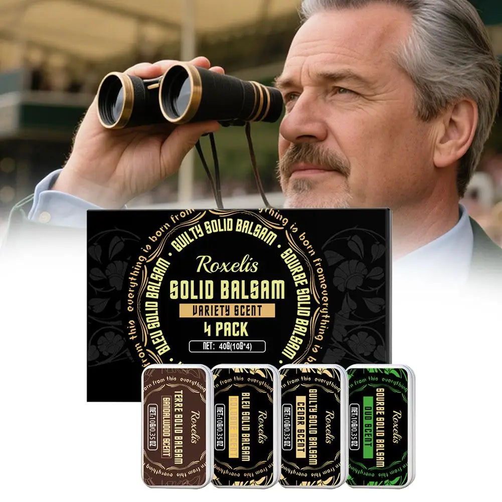 Men Solid Cologne Fragrance Set 4 In A Box - Portable Deodorant Balm Gel, Long-lasting Woman Floral Scent for Daily Use
