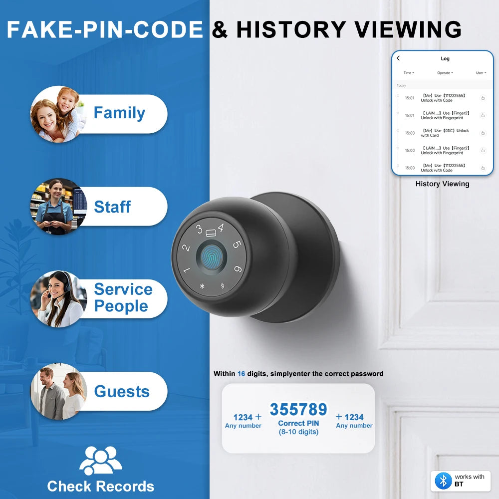 Door Lock Smart Tuya Smart Devices Bluetooth Biometric Fingerprint Door Handle Security Protection Smart Home System