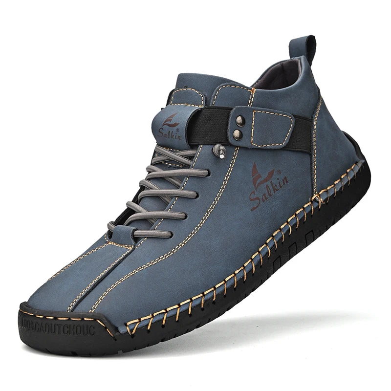 New Leather Casual Men Shoes Design Sneakers Man Breathable Leather Shoes Outdoor Men Ankle Boots
