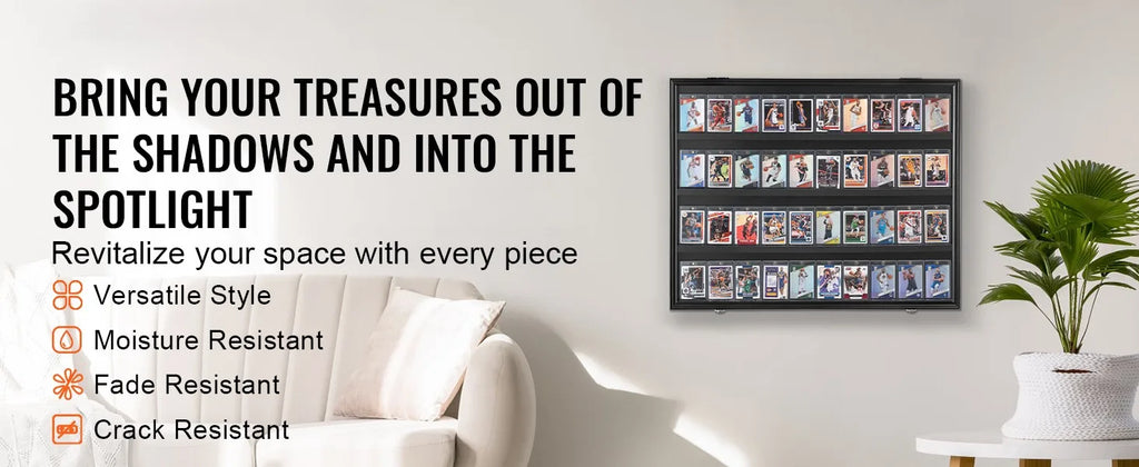 SucceBuy Jersey Display / Sports Card Display Frame Case, Large Lockable Sport Shadow Box, 98% UV Protection PC Glass & Hangers