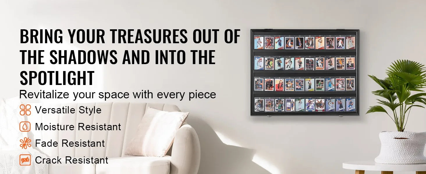 SucceBuy Jersey Display / Sports Card Display Frame Case, Large Lockable Sport Shadow Box, 98% UV Protection PC Glass & Hangers