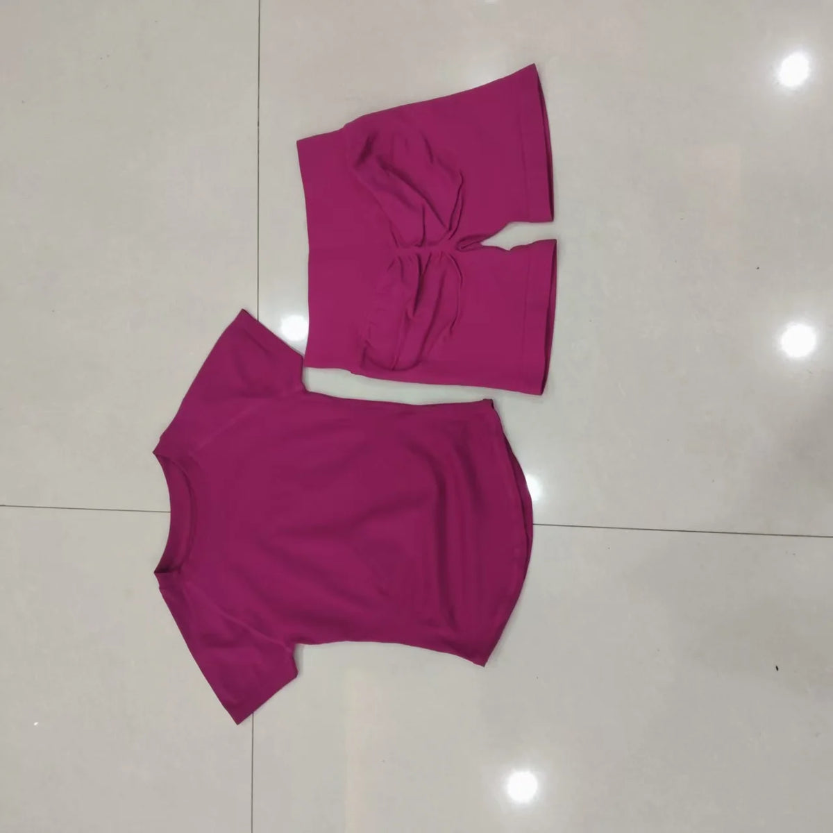 2PcS Sports Sets Short Sleeve Seamless Yoga Top Fitness Set Women Workout Running Sports Shorts Gym Suit Customizable Label Df
