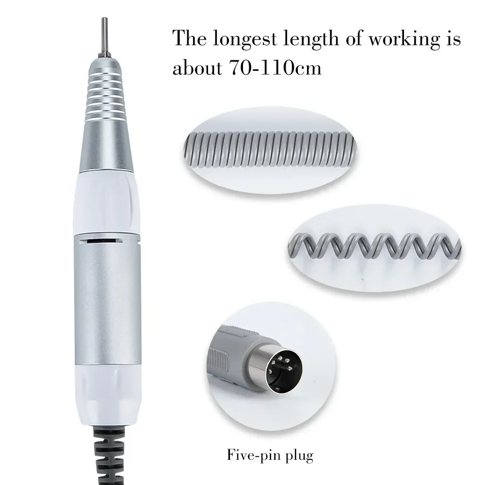 Professional Electric Nail Drill Handle 35000RPM Nail Art Drill Handpiece File Polish Grind Machine Manicure Drill Accessory