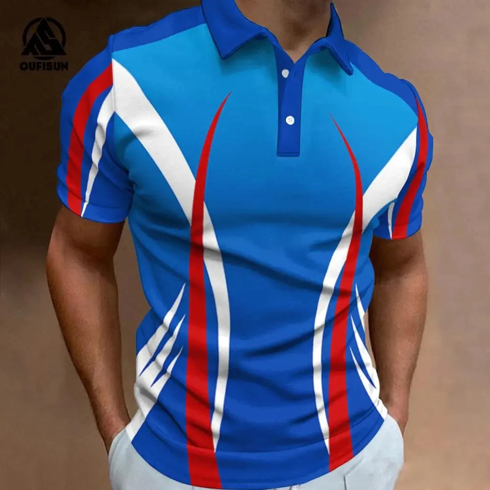 Fashion Men's Polo Shirt Summer Casual Short Sleeve Buttons Tops New Street Sports Style Oversized Clothing Pullover Golf Wear