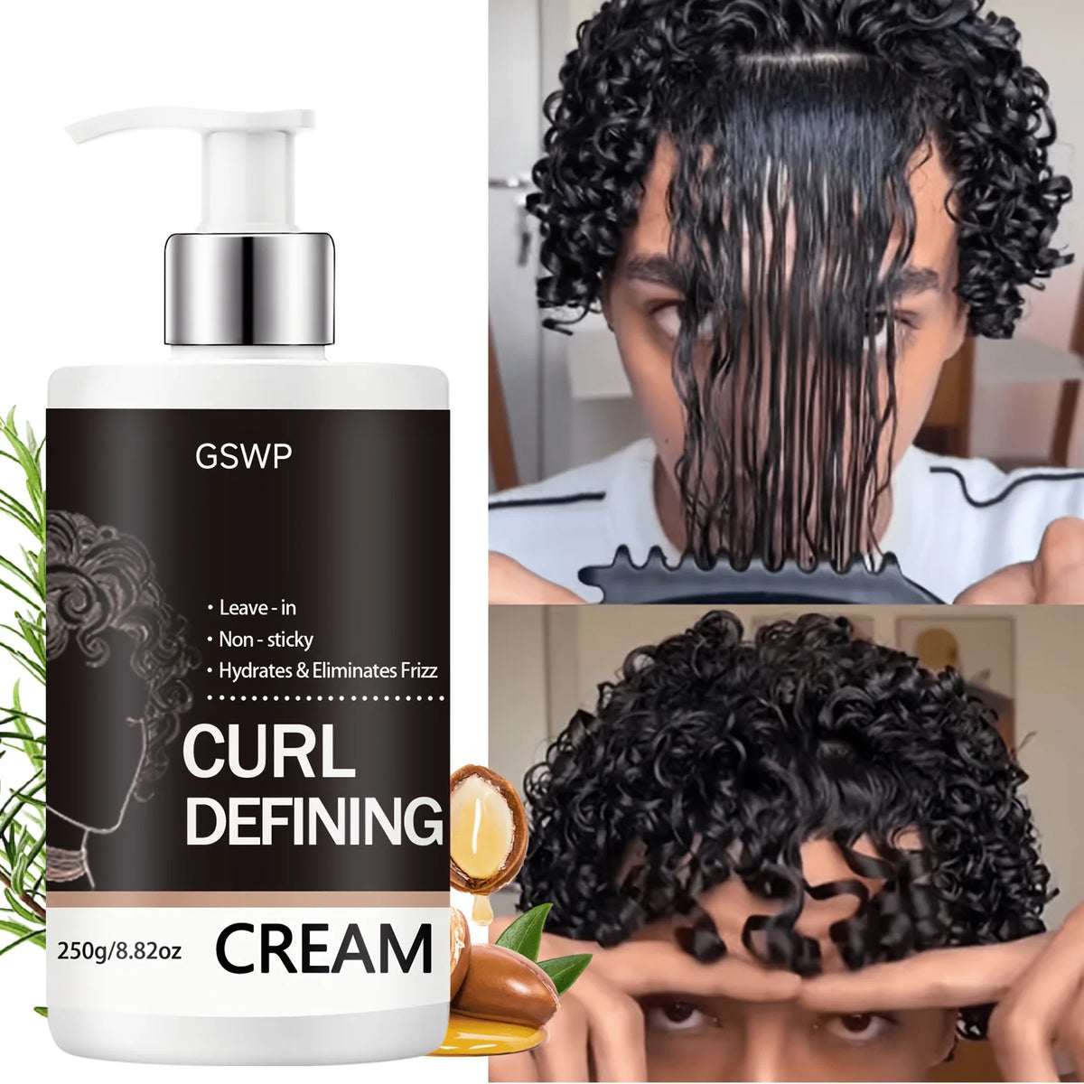 GSWP Men's Curl Moisturizing Cream, Provides Long-Lasting Curl Effects, Deep Moisturizing, Long-Lasting Curl Control. 250/500g