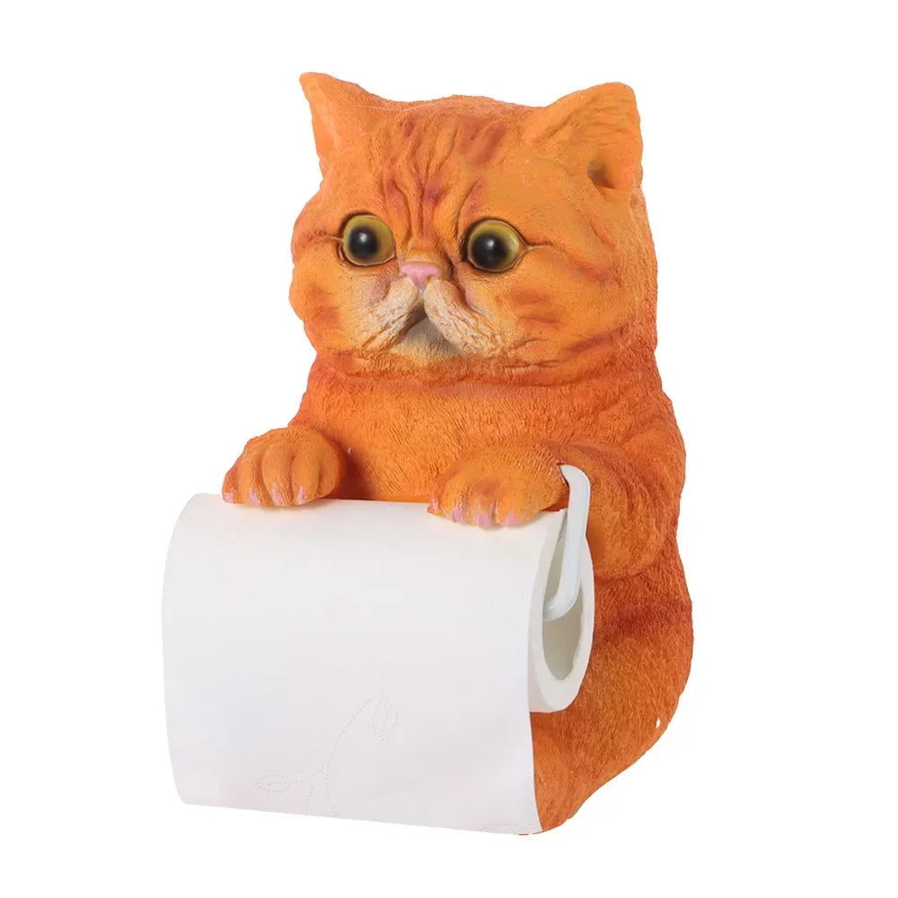Resin Cat Toilet Paper Holder Wall Mounted Storage Dispenser Bathroom Paper Towel Dispenser Kitchen Tissue Dispenser