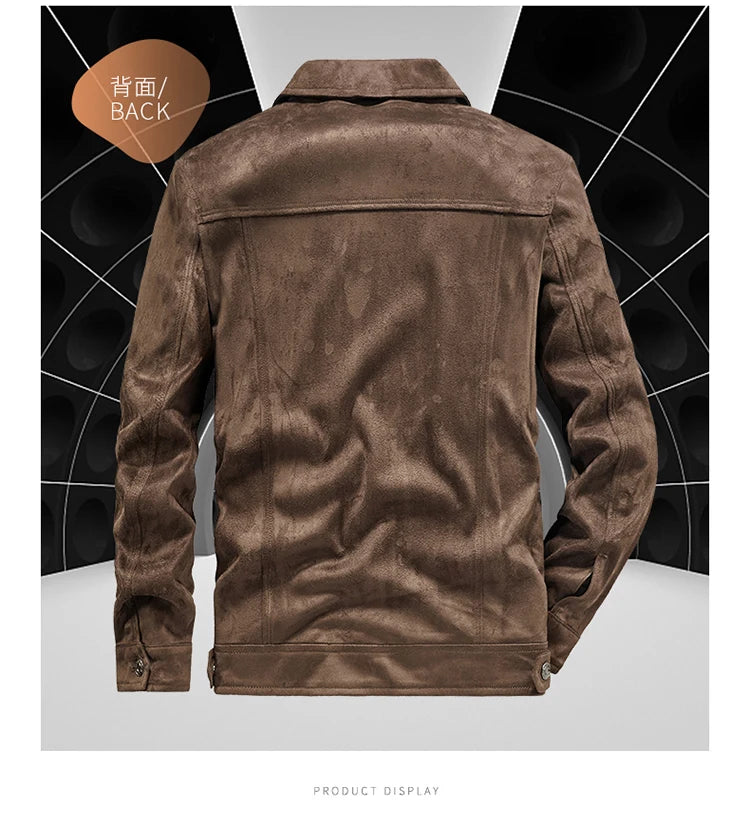 Spring and Autumn Men's Fashion Casual Slim-fit British Style Outdoor Sports Cargo Retro Suede Coat Youth All-match Cargo Jacket