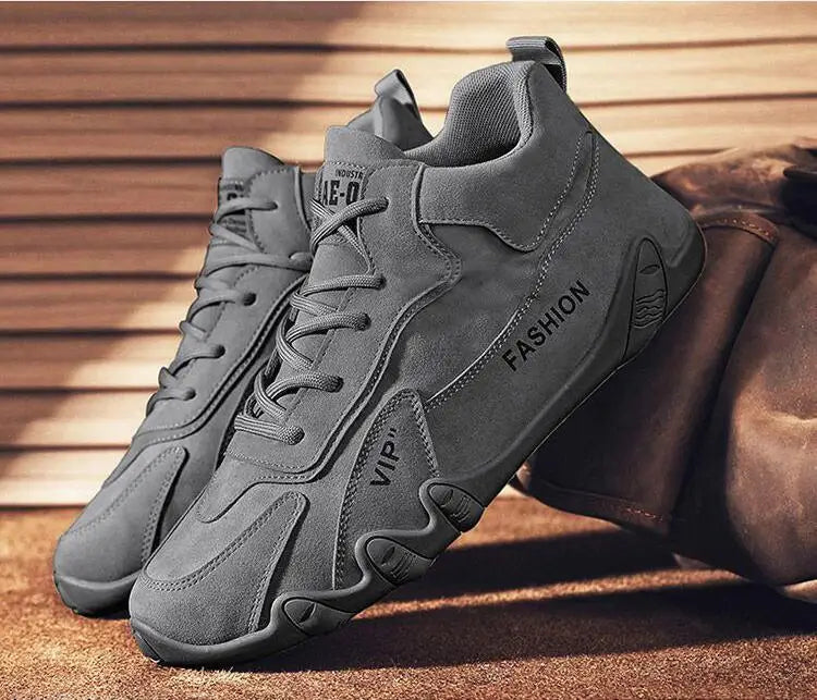 Waterproof Leather Ankle Boots for Men Waterproof Sneakers lace Up Leather Casual Sneakers for Men Casual Motorcycle Shoes