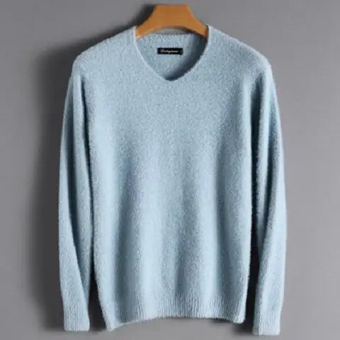 Men's Pure Mink Cashmere Sweater O-Neck Pullovers Knit Large Size Mink Sweater Winter New Tops Long Sleeve High-End Jumpers X49
