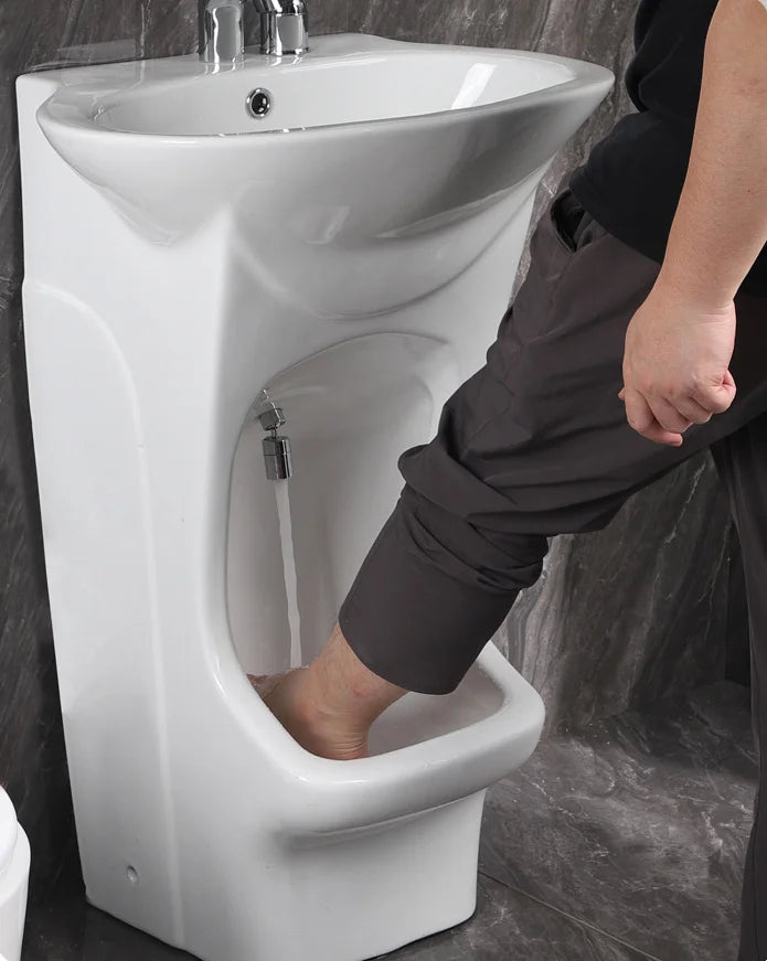 Modern Oval Muslim Full Standing Double Level Bathroom Ceramic Foot Wash Basin Wudu Shower Pray Wash Basin