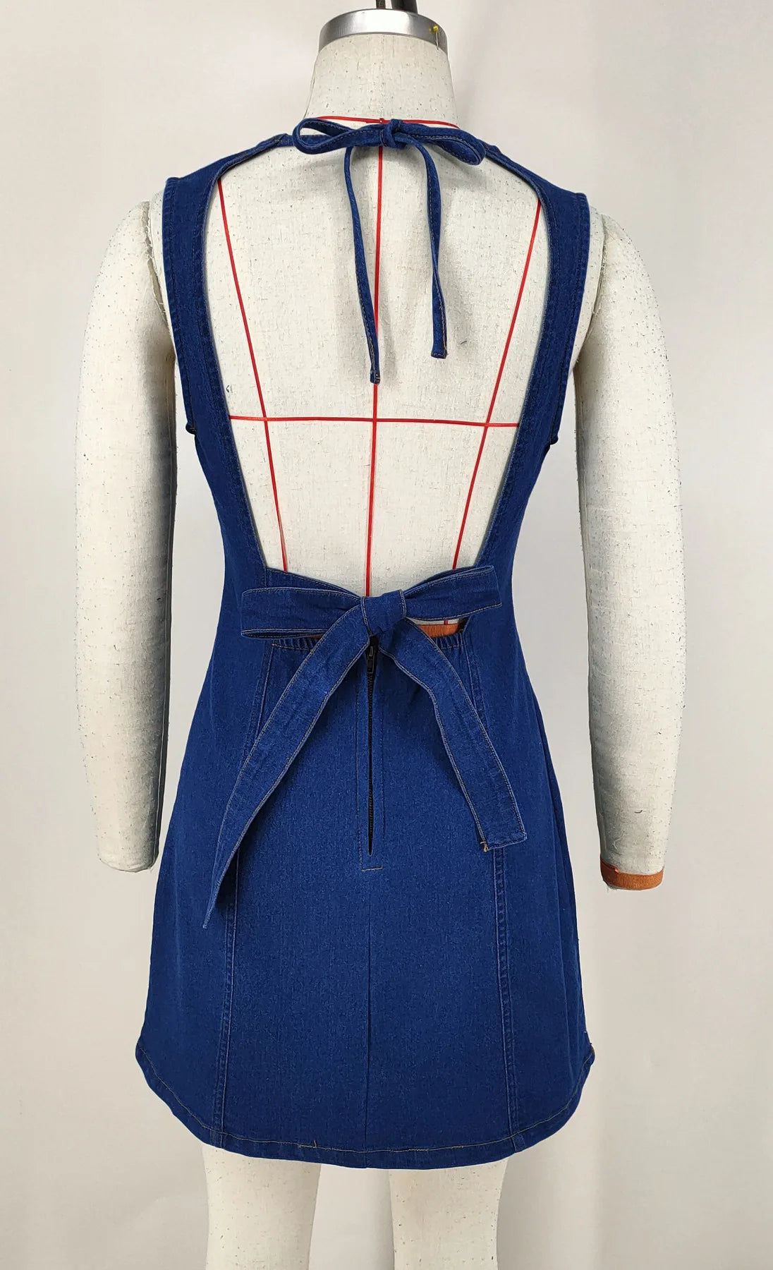 Summer Sleeveless Backless Denim Dress for Women Short Mini Dress Comfortable Breathable Casual Style