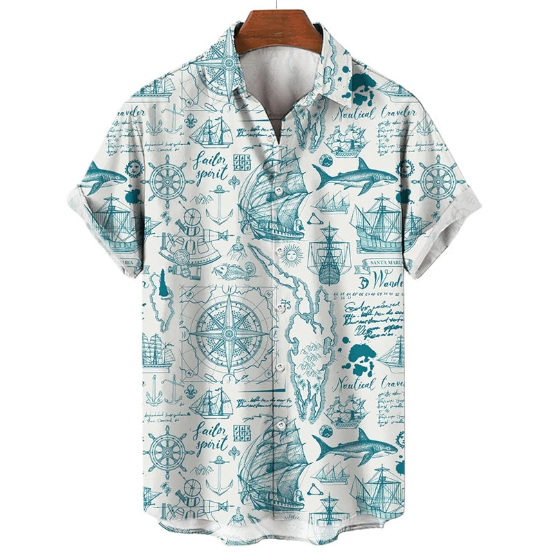 2026 Summer Men's Shirt Print Design Pattern Casual Loose Fashion Breathable Shirt