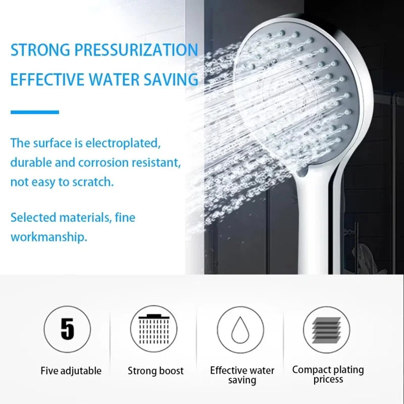Bathroom Sprayer Shower Jet Shower Head Water Saving Portable Adjustable 5 Modes Spa Shower Bath Head Bathroom Accessories