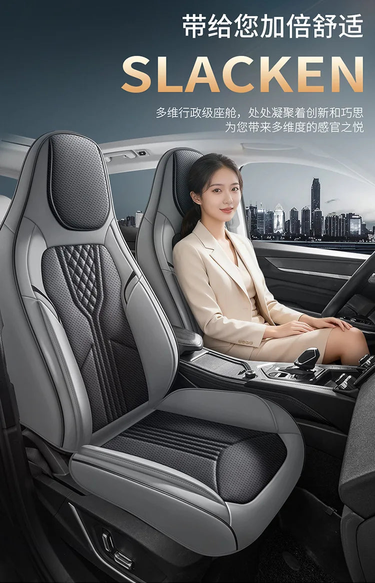 Universal Sporty Seat Luxury Car Seat Full Cover Perforated Breathable Leather Sedan SUV. Cushion Car Seat Full Cover Protection