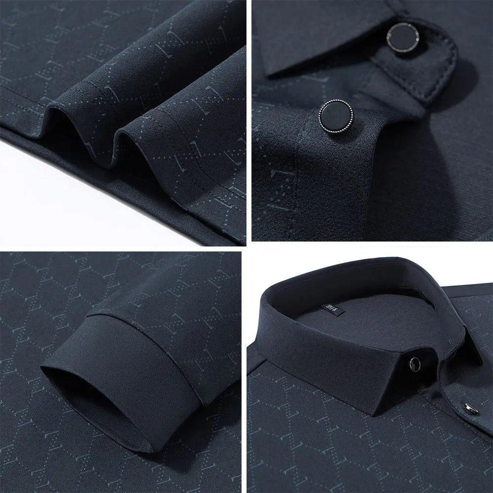 BROWON 2026 Spring Autumn Elegant Polo Shirts for Men Long Sleeve Lapel Color Printed Soft Comfortable Males Tops and Tees