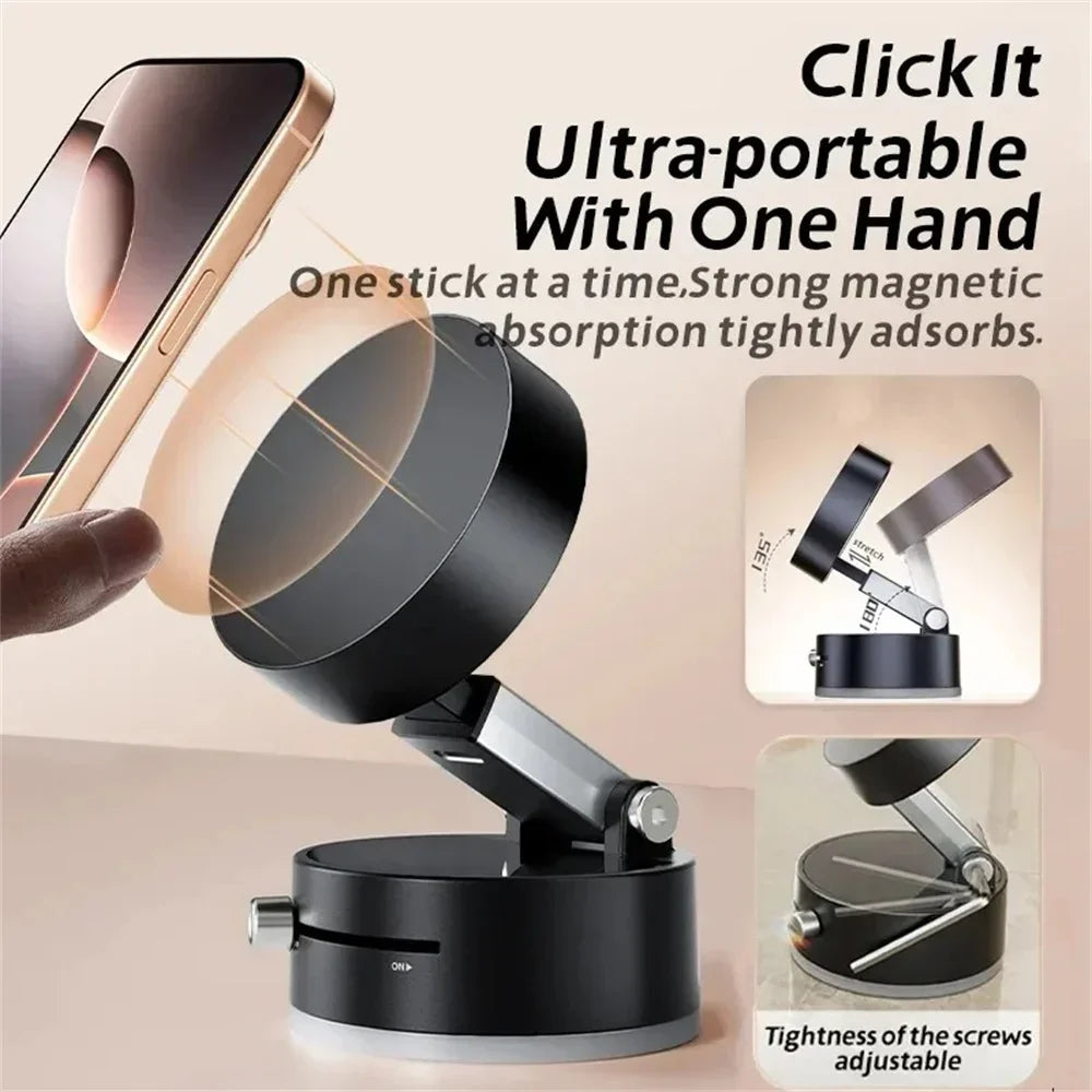 Magnetic Mobile Phone More Portable Vacuum Bracket Adjustable Double-Sided Suction Cup  Holder Lazy Stand For All Smartphone