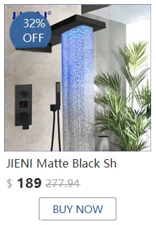 JIENI Bathroom Thermostatic Shower Faucet Set Antique Brass Wall Mounted Rainfall Shower Head W/ Single Handle Control Mixer Tap