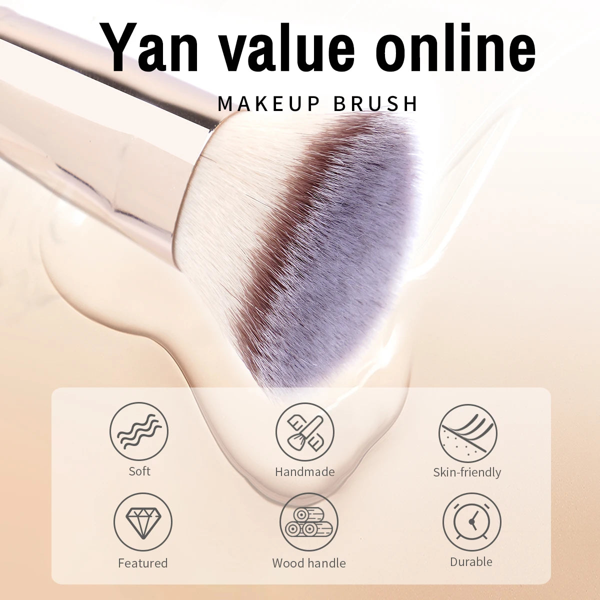 New Double-Ended Makeup Brush, Multi-Functional Foundation Contour Blush Powder Brush, Non-Absorbent High Grade Facial Makeup