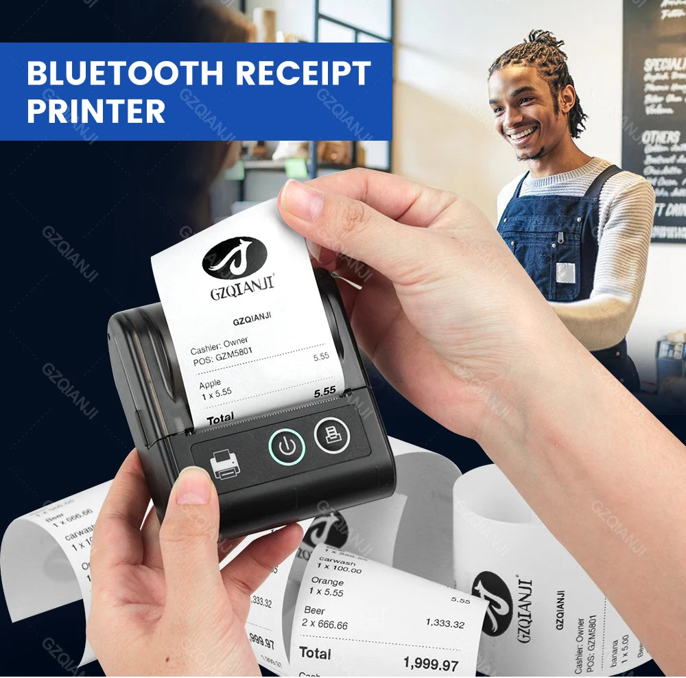 Mini Bluetooth Thermal Printer Wireless Protable 58mm Receipt Bill POS Printer Loyverse POS Free App on Android Small Business