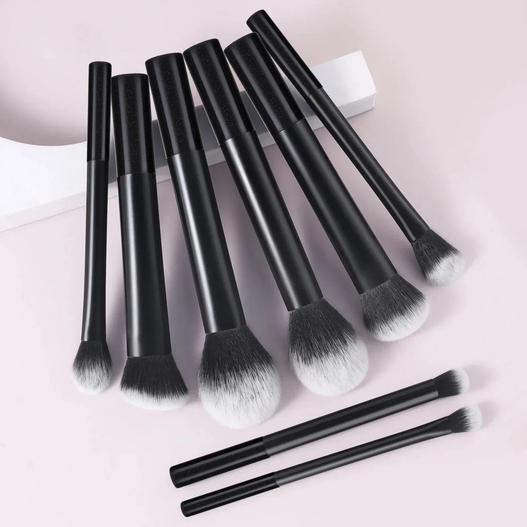 9pcs Multifunctional Black Makeup Brush Set With 1pc Beauty Egg,Soft Bristles for All Skin Types, Alcohol-Free Cosmetic Brushes
