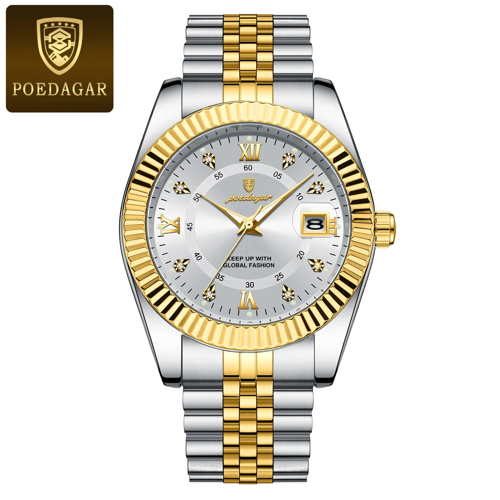 POEDAGAR Luxury Brand Man Wristwatch Waterproof Luminous Date Men Watch Stainless Steel High Quality Sports Men's Quartz Watches