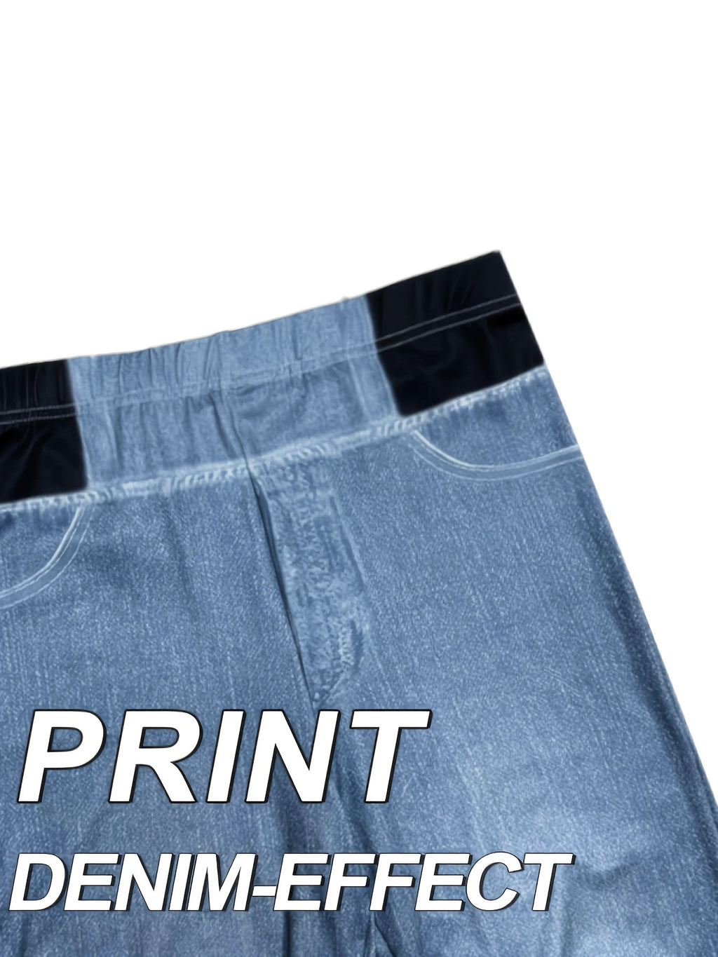 Women's Imitation Denim Flared Jeans, High Waist Stretchy Leggings Booty Lifting Casual Pants Trousers for Casual Streetwear