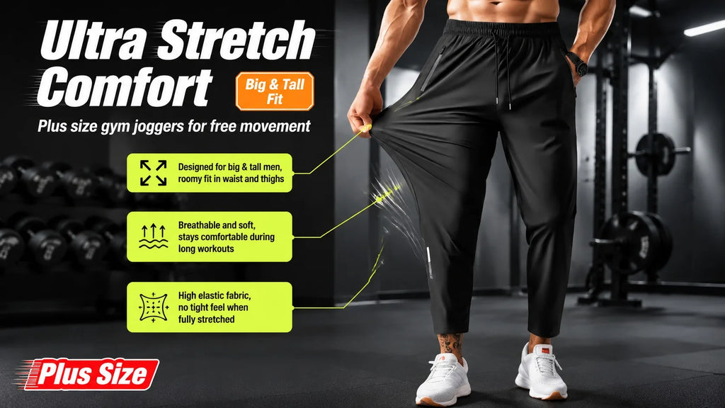 Breathable Plus Size Men's Casual Jogger Pants for Men Tracksuit Trousers Quick Dry Straight Elastic Waist Korean Classic Sport